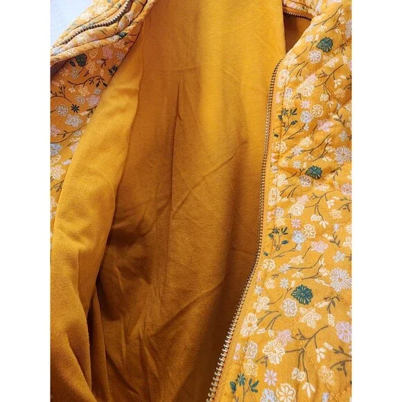Sonoma Women's Jacket Sz Large 100% Cotton Quilted in Gold Floral Print - Picture 10 of 10
